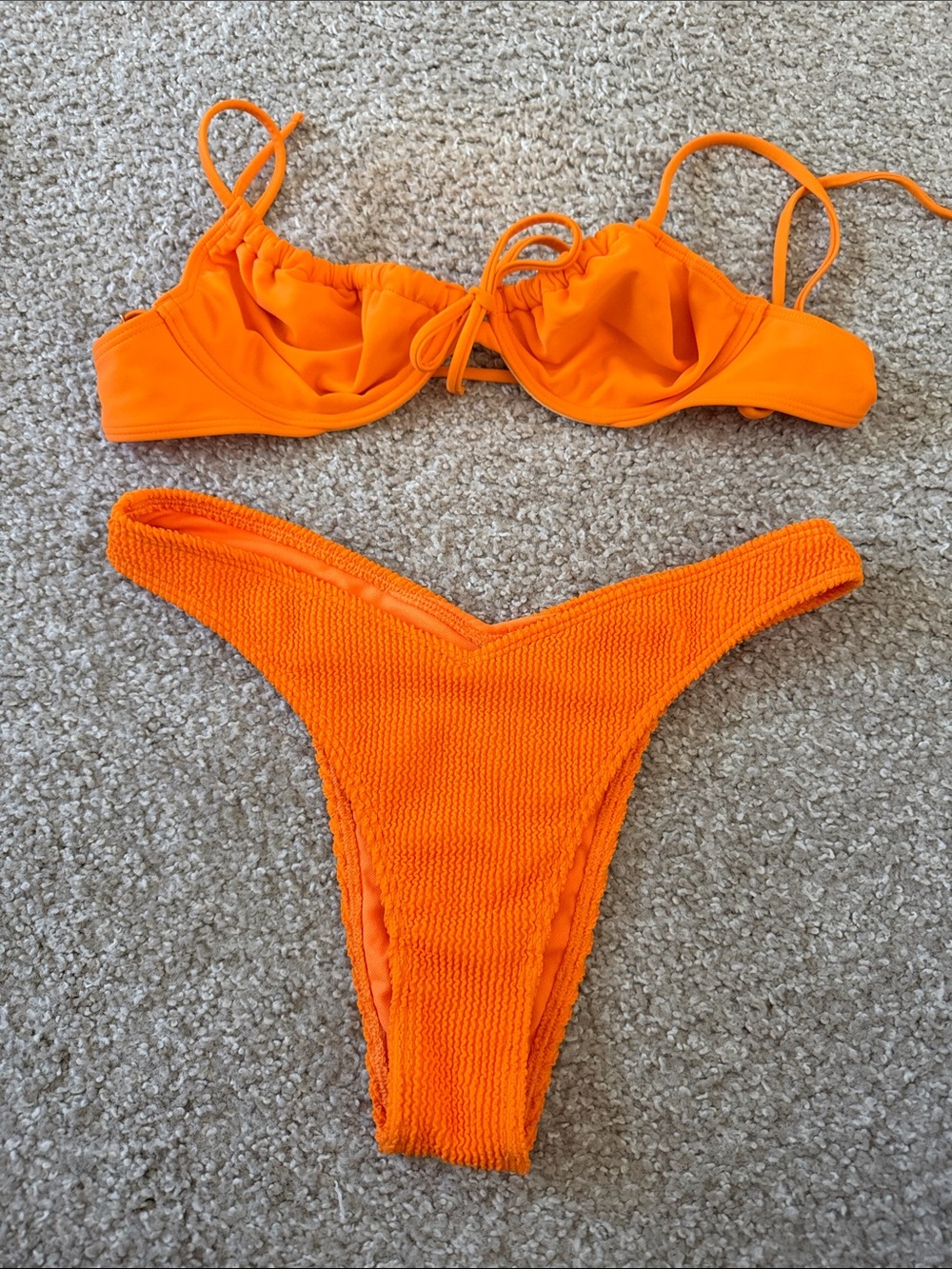 Hollister Bright Orange Textured Bikini Bottom